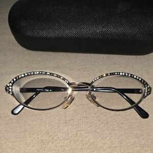 Versace Women's Glasses with Gold and Black Details